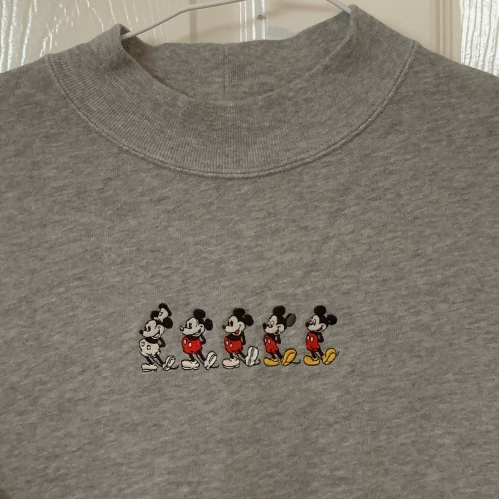 Gray Sweatshirt Dress with Mickey Mouse Design